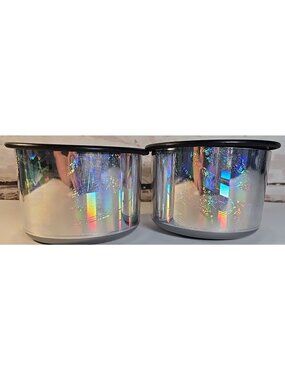 2 Tupperware One Touch Canisters Floral Hologram Silver & Black #2707A-4 New